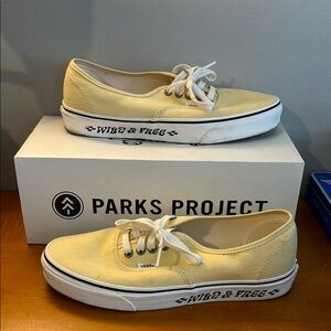 Vans Light Yellow Canvas Shoes with 'Wild & Free' Design
